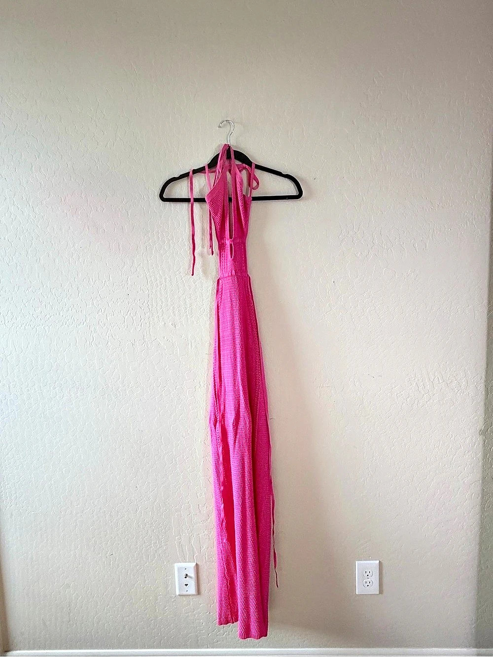 SHEIN Pink Crochet Maxi Dress Size Small Like New